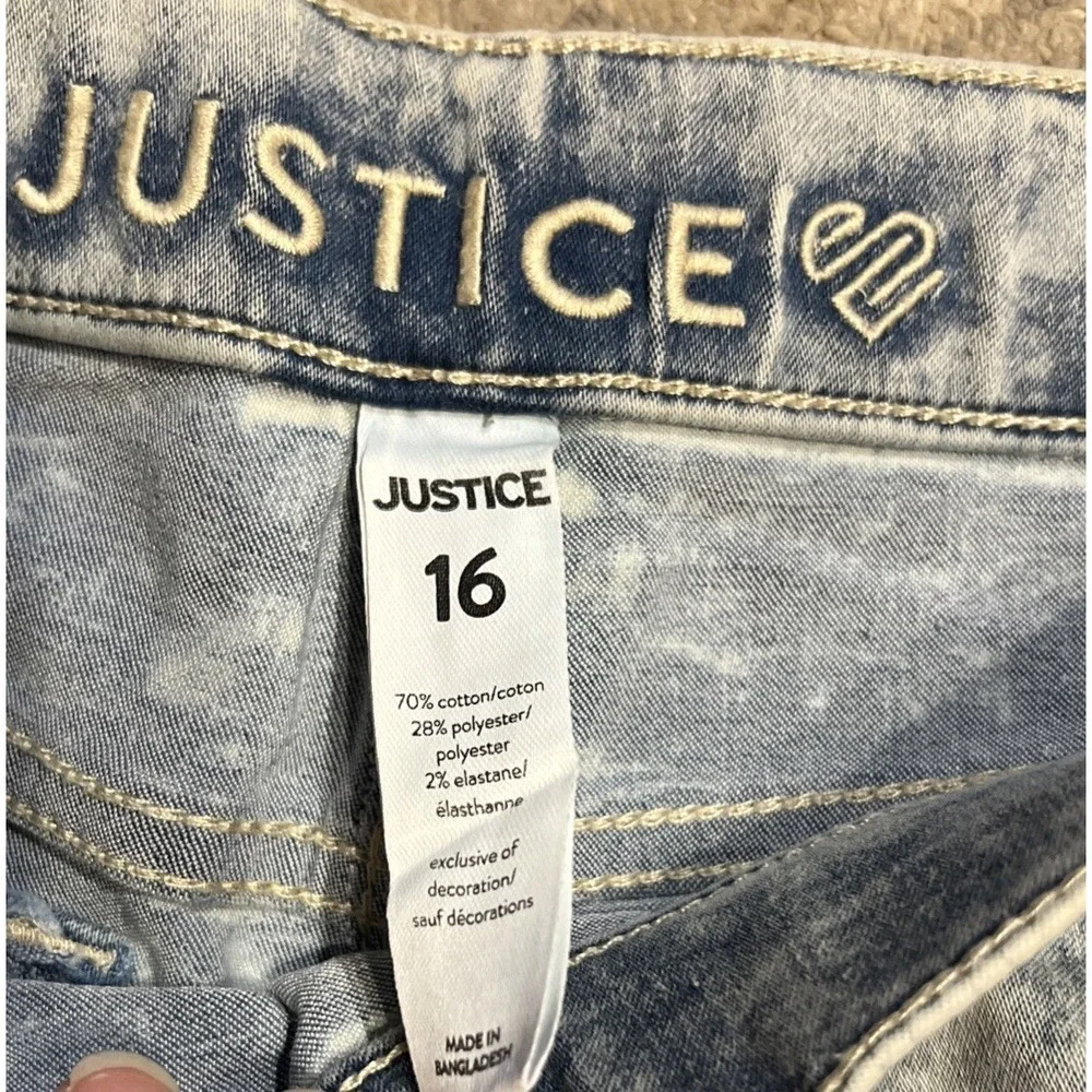 New JUSTICE YOUTH  GIRLS LEGGINGS Sz 16 MID‎ RISE DENIM RINSE STRETCH